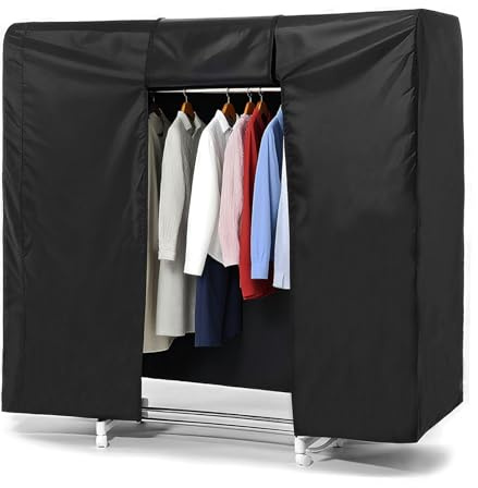 Housse de portant à vêtements (portant à vêtements non inclus), 150 cm, housse de rangement pour vêtements à suspendre, housse de protection de garde-robe
