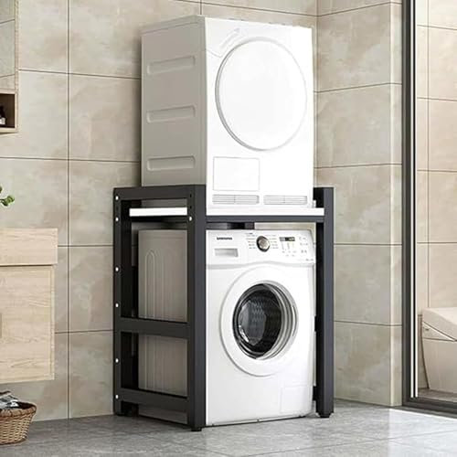 Wäscheschrank, höhenverstellbar, mit Trockenregal, platzsparend, für Badezimmer und Waschküche, Schwarz und Weiß