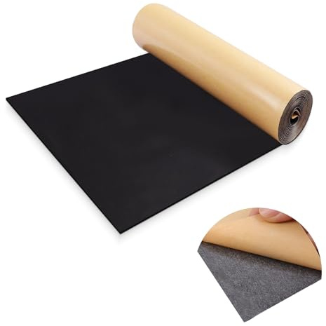 LSGCQ Plaque de mousse autocollante multifonctionnel rouleau de mousse tapis anti vibration isolation phonique (300mm×1,5mm×1,5m, Noir)