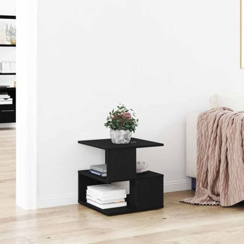 HETFTJN Beistelltisch Schwarz Eichen-Optik 40x40x40 cm aus Holzwerkstoff Modernes Design mit 80 kg Belastbarkeit Einfach Montierbar für Wohnzimmer Schlafzimmer Balkon und Garten