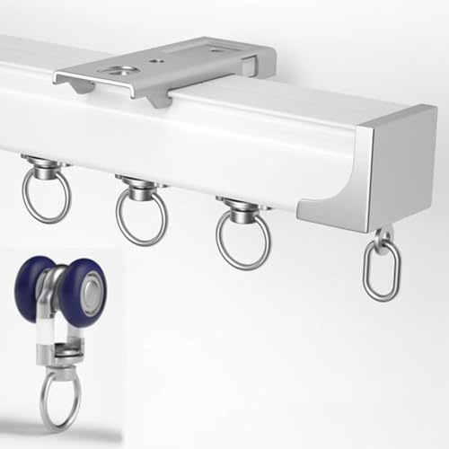 Vorhangschienensystem zur Wandmontage, 90 cm, 4 m, Schiebevorhangschiene für Raumteiler, robuste Aluminium-Deckenschiene für Wohnmobile, Duschen, Erkerfenster, Wandfarbe