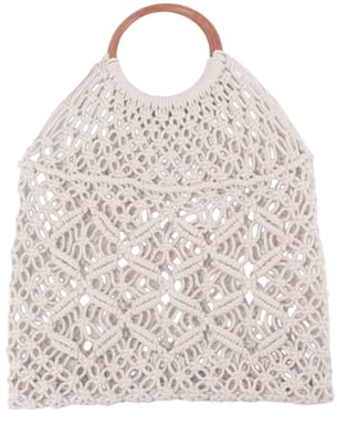 MHADBKH Sac de plage de grande capacité, sac de voyage en corde de coton, sac à main tendance tissé à la main, sac de plage pour femme, blanc