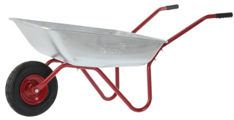 ENTIGO Garten Schubkarre 120 L, 100 kg Tragkraft - Verzinkte Stahlwanne – Luftreifen mit Metallfelge, Garten Schiebkarre, Transportkarre Garden Silber