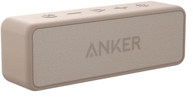 Anker Soundcore 2 Portable Bluetooth Speaker with 12W Stereo Sound, BassUp, IPX7 Waterproof, 24-Hour Playtime, Wireless Stereo Pairing, Speaker for Home (Pink&Brown) (Renewed)