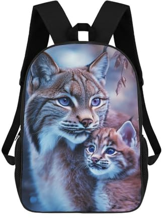 sinyumoney Lynx Mother And Cub Rucksack Schultasche Wasserabweisender Computerrucksack Für Campus Outdoor Reisen Sport 17inch