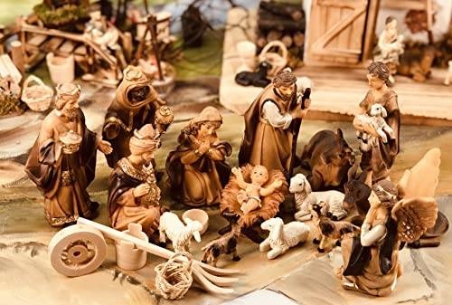 BTV Batovi Premium Krippenfiguren, ÖLBAUM HISTORISCH GEBEIZT 21-TLG Set, mit feiner Mimik,