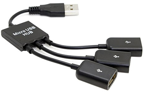Cablecc USB 2.0 Hub mit 3 Kabel-Eingängen für Stromversorgung, Laptop, Notebook, PC, Maus, Massenspeichergerät