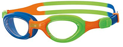Zoggs Gafas de natación para niños Little Super Seal con ajuste rápido y protección UV (hasta 6 años), azul/verde/naranja
