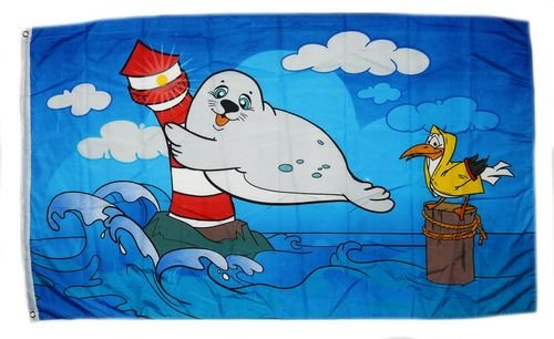 Fahne/Flagge Leuchtturm Robbe 90 x 150 cm