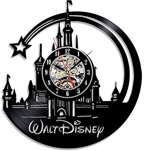 YUN Clock Wanduhr Aus Vinyl Schallplattenuhr Schloss Uhr Wand-Deko Vintage Familien Zimmer Dekoration 30 cm