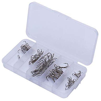 50 Teile/Schachtel Angeln Drillingshaken Kohlenstoffstahl Kleine Runde Biegung Triple Hard Lure Fishshook Größe 2 4 6 8