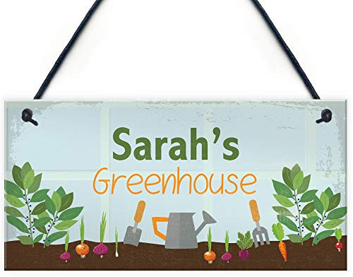RED OCEAN Greenhouse Sign Personalised Garden Sign Shed Plaque Summer House Sign Gift