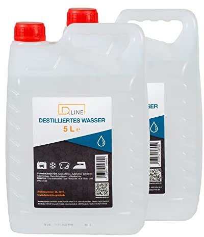 D.LINE Destilliertes Wasser 5 Liter, Entmineralisiert nach Vorschrift VDE 0510 und DIN 43530 (2 x 5 Liter)