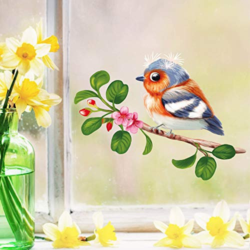 Wandtattoo Loft Fensterbilder Frühling Fink Motiv – A4 Bogen, Wiederverwendbar – Frühlingsdeko Fenster Kinderzimmer, Frühlingsbild Fenster, Fensterdeko Frühling, Fensterfolie Frühling Selbstklebend
