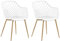 Beliani Lot de 2 Chaises Design avec Assise en Plastique Blanc et Pieds en Métal Effet Bois Clair pour Salle à Manger Salon ou Cuisine Scandinave