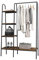 soges Portant à Vêtements Penderie Garde-robes Porte-manteau en Métal avec Étagères de Rangement et Barre de Suspension Noir