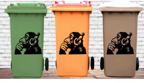 3 x Customised Wheelie Bin Decals/Stickers Monkey Business Banksy Style Wall Art Graffiti Vinyl Sticker Urban Art…
