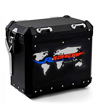 Reflektierende Aufkleber Koffer Alu kompatibel mit BMW R 1250 GS Rallye World Style RS-011 (Schwarz)