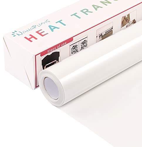 NANAPLUMS Plotterfolie Textil, 30.5cm×4m Flexfolie Plotter Textil, Bügelfolie für Textilien Transferfolie zum Aufbügeln für DIY T-Shirt, Stoffe(Weiß)