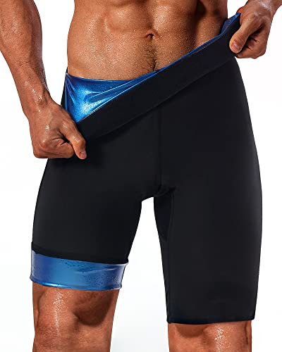 LMCOB Kurze Hose für Herren, Saunahose, eng anliegend, Kompressionshose mit hoher Taille für Fitnessstudio, Polymerhose, Workout, Fitness, Bodyshaper, Saunaanzug (BH70011-01-XL)