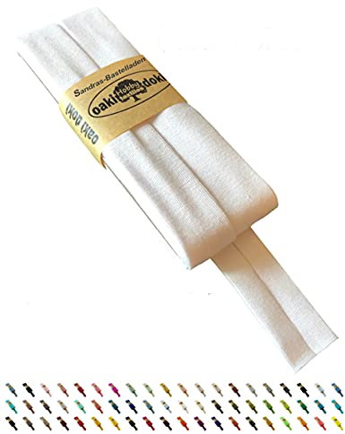 Sandras-Bastelladen Oaki Doki Schrägband/Einfassband Tricot de Luxe Jersey gefalzt 3m x 20mm 310-Off White