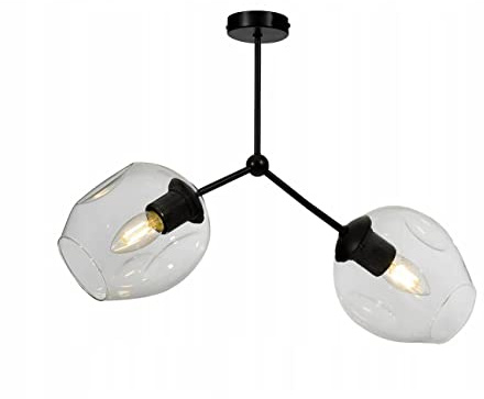 Light-Home Prage Deckenbeleuchtung Lampen Deckenlampen - Deckenlampe Industrial für Wohnzimmer Schlafzimmer und Esszimmer - Pendelleuchte Glas mit Metall 2-Flammig - Farblos