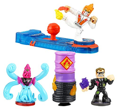 Akedo Legends of Powerstorm - Paquete de iniciación de Reglas Oficiales Legendario Kick Attack 3 Mini Guerreros de Batalla con Pieza de práctica de Entrenamiento y Controlador Exclusivo de Joystick