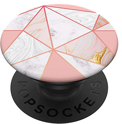 Rotgold & Rosa Blush Geometrisch Marmor PopSockets mit austauschbarem PopGrip