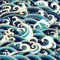 Loussiesd Ozean Wave Stoff Meterware, Japanese Hokusai Waves Polsterstoff für Stühle, Traditional Oriental Style Nautical Marine Meeresdruck Waterproof Outdoor Fabric, 184x150cms, Blau Gold
