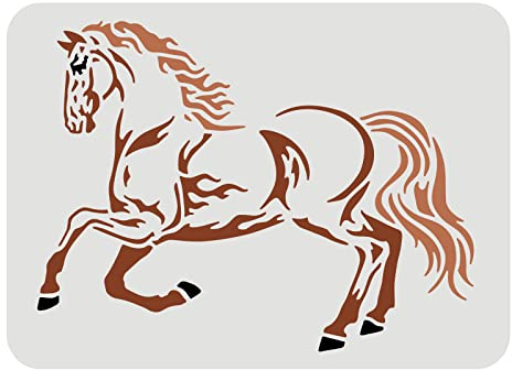 FINGERINSPIRE Pferdeschablone 29,7 x 21 cm Pferdezeichnung Malschablonen Pferde Schablonen Laufendes Pferd Stencil Heimdekoration Schablone zum Malen auf Holz, Boden, Wand, Fenster