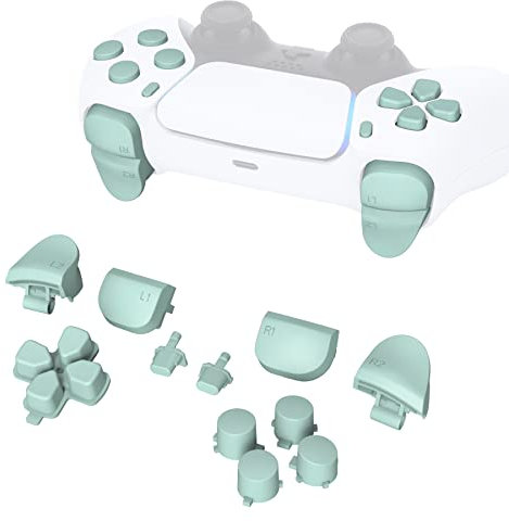 eXtremeRate Kit de Botones Completos para ps5 Mando - Repuesto de D-Pad, R1 L1, R2 L2, Share, Options y Botones de Acción, Teclas Compatible con ps5 BDM-010 BDM-020 (Cian Claro)