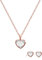Women's Jewellery Set, Rose Gold Plated Crystal Heart Necklace and Rose Gold Crystal Heart Stud Earrings Set, Mother's Day Birthday Valentine's Day Gift.