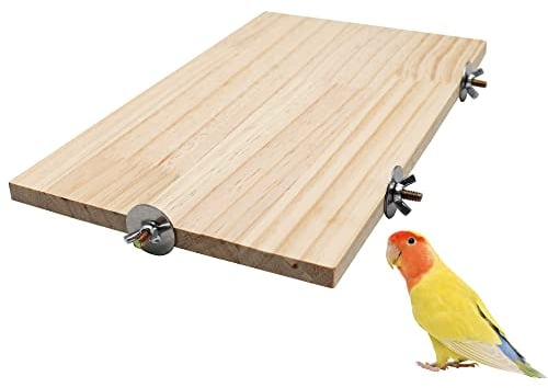 34,5 x 20 cm Große Vogelplattform aus Naturholz, Natürliche Holz Haustierkletterplattform, Kleintierkäfigzubehör für Papageien, Wellensittiche, Nymphensittiche, Ratten, Hamster, Meerschweinchen