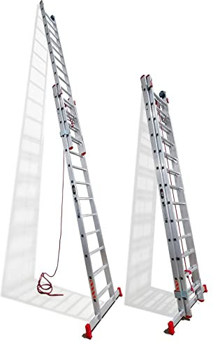 BTF | Escalera de Aluminio 2 Tramos 4,0 MTS, 15 peldaños Profesional Extensible por Cuerda | Altura alcanzable Aprox. 8,4 Metros | Certificada EN131 | Ref.: BTF-EDEAC8040