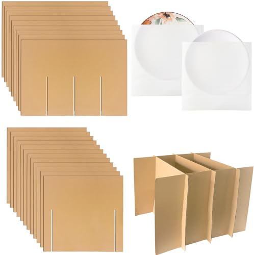 4 Sets Geschirr-Verpackungsset, Glas-Trenner-Set für Umzug, Geschirrverpackung, Umzugskarton-Set, 20 Stück Karton-Trennwände mit 30 Schaumstoffpolstern, passend in 40,6 x 30,5 x 30,5 cm Box (Box nicht