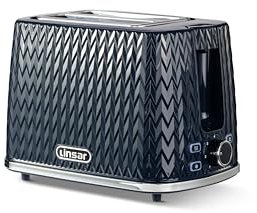 Linsar - 2 Slice Toaster - Unique Curved Texture - Defrost, Reheat, Cancel Functions - 7 Browning Levels, Wide Slots, Removable Crumb Tray - Automatic Switch Off - 930 Watt (Blue)