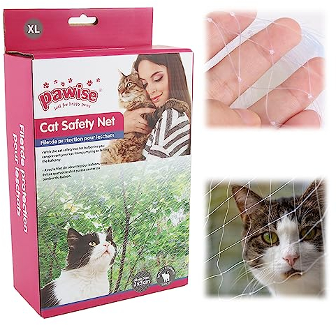 ZoneYan Katzennetz Balkon, katzennetz ohne Bohren, Können Zuschneidbar und Bissfest Balkonnetze für Katzen Zur Absicherung Von Terrasse, Fenster und Türen Balkon Inkl, Befestigungsset 3x8 Meter