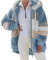 Fleecejacke Hoodie Damen Kapuzenpullover Teddy-Fleece Warm Herbst Wintermantel Stilvoller ReißVerschluss Fellmantel PlüSchjacke Mit Taschen (Blau, XL)