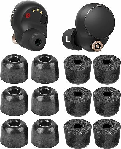 BLLQ Memory Foam Tips Compatible with Sony WF-1000xm5 1000xm4 WF-C700n Replacement Ear Tips, Perfect Noise Cancellation, Fit in Case, Foam Tips 6 Pairs, Black, Large Size (515BL)