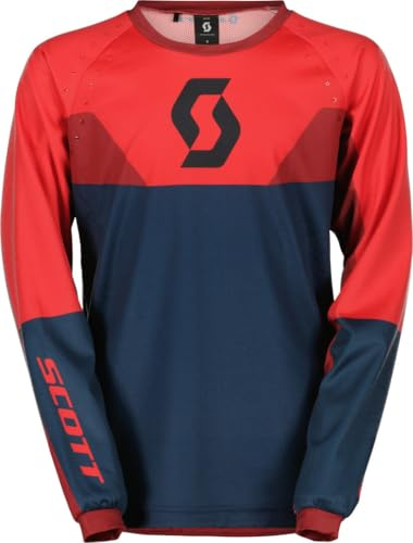 SCOTT Evo Track Kinder Motocross Jersey, dunkelblau/neon-rot, S | Mesh-Einsätze