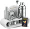 Mixology Barkeeper Kit mit Ständer - 18-teiliges Bar-Set Cocktail-Shaker-Set, Getränkemixer-Set für Hausbar mit allem Barzubehör - Bar-Werkzeug-Set, Cocktail-Kit, Mixologie-Set, Bar-Kit (Weiß)