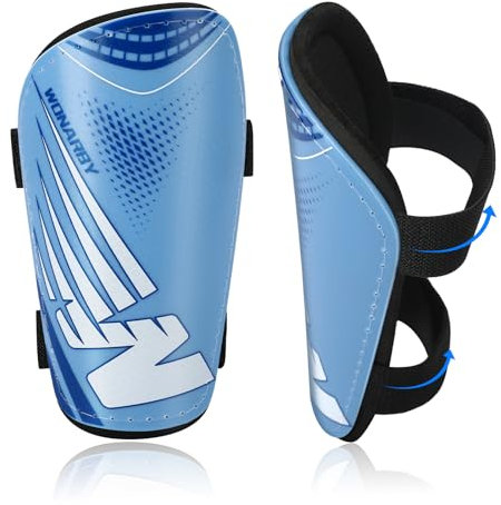 Schienbeinschoner Kinder Fussball Shin Pads - Fußball Ausstattung Mit Verstellbarem Klettverschluss- Leicht Langlebig rutschfest Aeeignet für Jungen und Mädchen im Alter von 2 bis 18 Jahren - Blau S