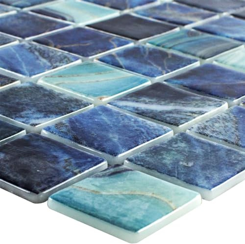 Glasmosaik Mosaik Fliesen Glas Matte Dusche Pool Schwimmbad Blau Türkis Wand Mix