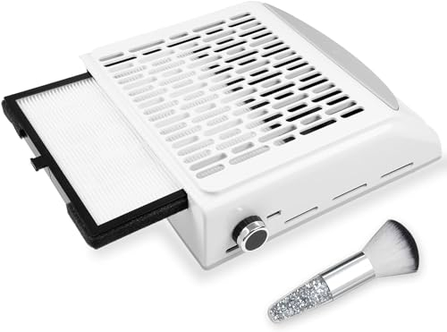 BQAN Nail Dust Collector with Dust Brush, 80 W Dust Collector Nail Salon Electric Nail Dust Suction Machine for Acrylic Nails Polishing, Vacuum Dust Fan Manicure Tool