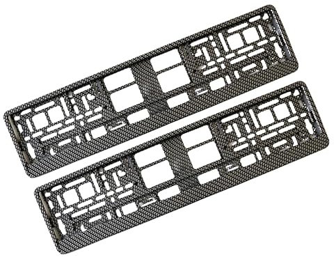Number Plate Holder Set for Cars, Van, Caravan & Truck | Customised Personalised Show Plates | Jet-wash Friendly (Carbon)