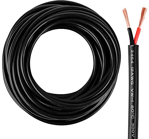 12 Gauge Wire 2 Conductor,12 AWG Electrical Wire Stranded PVC Cord Oxygen-Free Copper Cable,200FT 2 Core Pure Copper Flexible Cable Wire for LED Lamp Lighting Strips Automotive (12AWG-2C, 200FT)