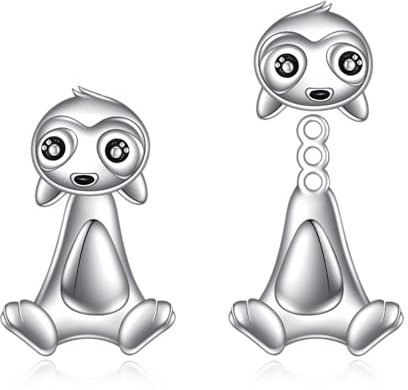 Vadmans Faultier Ohrring Sterling Silber Vorne Hinten Faultier Ohrstecker Ohrring Mondstein Schmuck Geschenk für Damen Mädchen