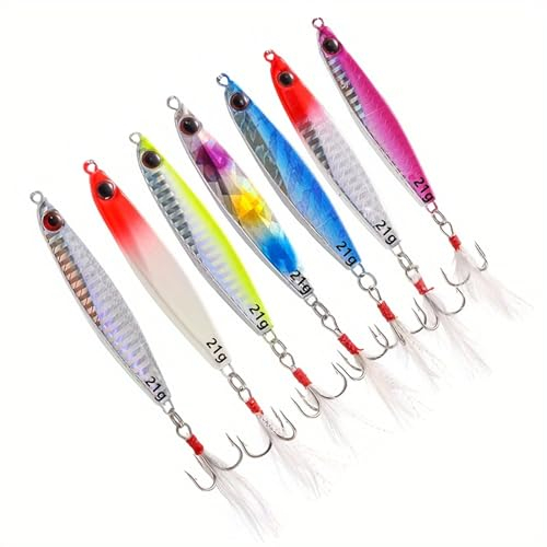 Ensemble d'appâts 7 pièces appât métallique Sequins cuillère avec appât Dur pour l'eau de mer lac appât Outil pour la pêche à la Truite d'eau Douce salée et Perche Saumon (40, Grammes)