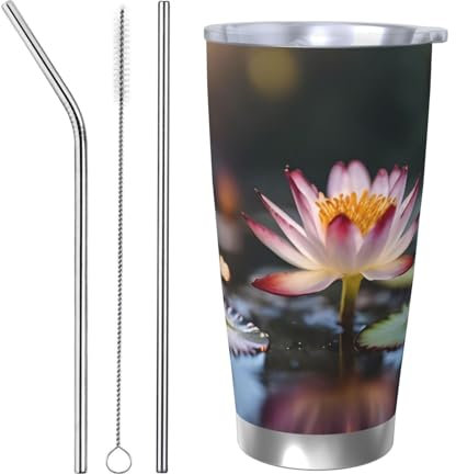 WapNo Sleeping Lotus Pattern 20 Oz Car Mug Stainless Steel Insulated Mug Coffee Mug Travel Mug For Office Car Use