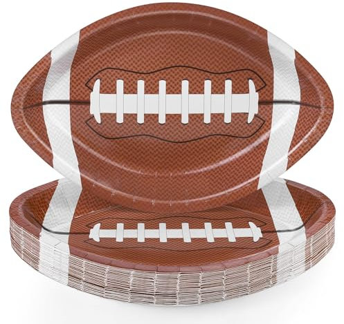 TURSTIN 25 Pieces Football Themed Disposable Paper Plates Football Party Supplies Food Serving Tray for Football Birthday Party Decorations Sports Game Day Serveware, 11.6 x 7.8 Inches